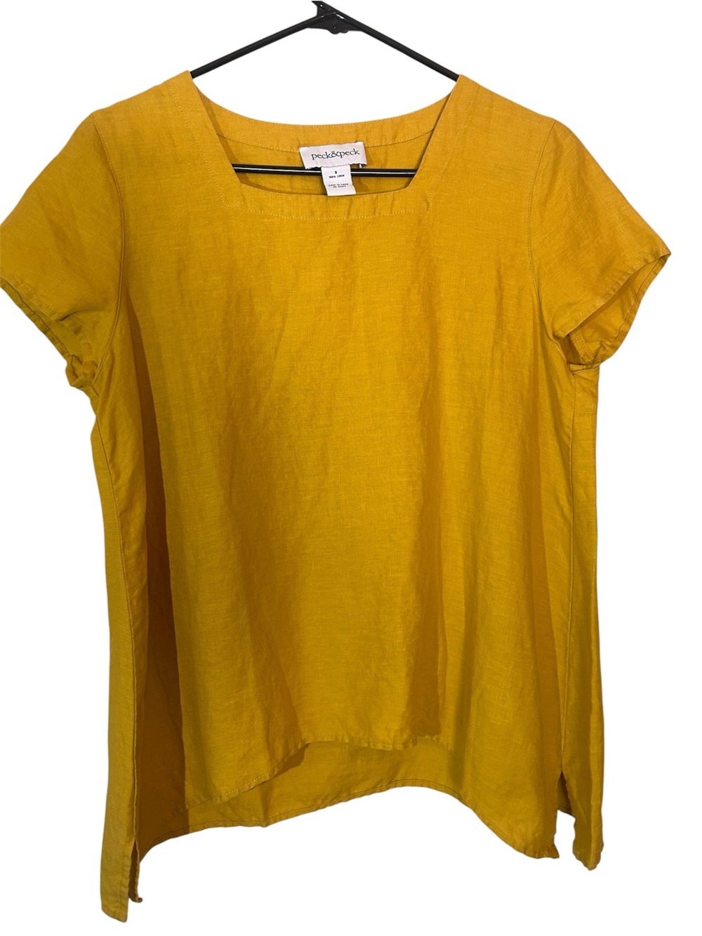 Peck & Peck Women's Mustard Short Sleeve Linen Tunic